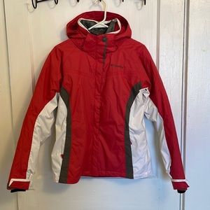 Women’s Columbia Interchange Jacket. Size medium. Color pink, white, gray.